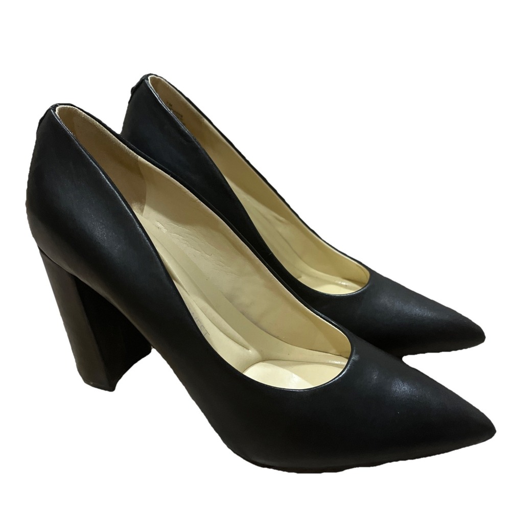Nine West Black Pointed Toe Block Heel Pumps